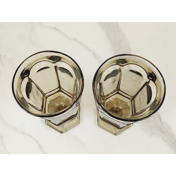 Fostoria Goblet Virginia Smokey Brown 10oz Ice Tea Water Glass Tall 7" Footed x2 - Picture 7 of 12